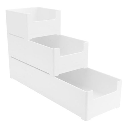 3 stk. Kombinations Opbevaringsboks Kosmetik Opbevaringsboks Skuffe Organizer (hvid)