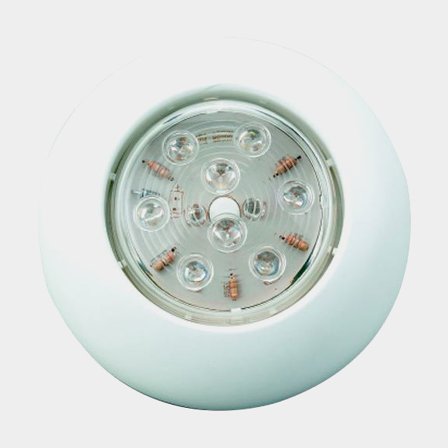 Loftlampe, LED, Ø110 mm, 12 V, med hvidt skær