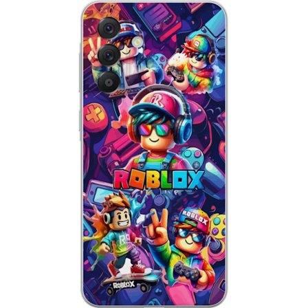 Kompatibel Mobilcover til Samsung Galaxy A57 Farverig Roblox gaming gruppe med hovedtelefoner, controllere og neonfarver perfekt til børn og gaming en