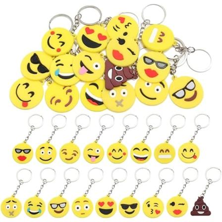 34 stk. Emoji nøglering - Søde Emoji Emoticon nøgleringe kæde Emoji nøgleringe til børn, børnefestartikler, taskedekorationer og festartikler