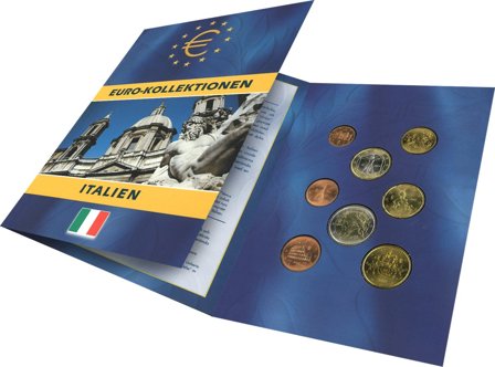 Italien - Euro møntsæt i folder - Svensk
