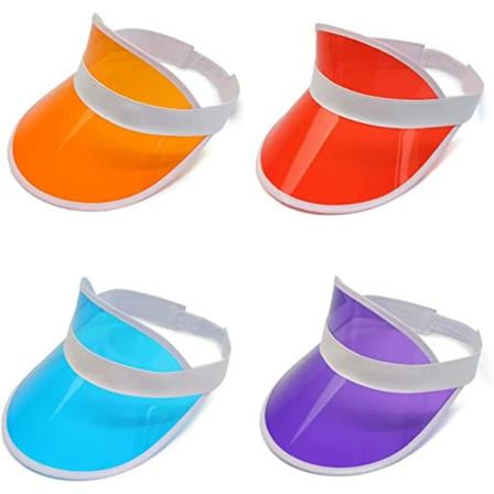 Sett med 4 80-talls retro beskyttende caps, solskjerm i plast PVC