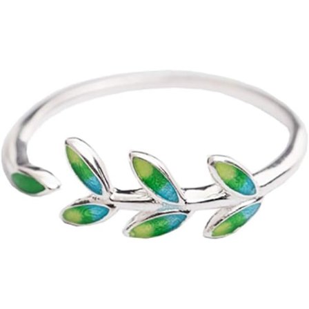 Turkis Edelsten Blad Justerbar Ring for Kvinner