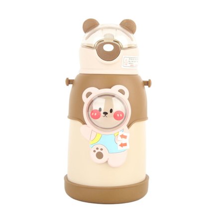 Rostfri Isolerad Vattenflaska 500ml med Flip Top-lock och Silikonhalm för Barn Resor och Skola