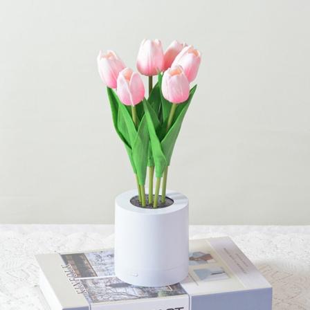 Led Tulip Night Light Kunstig Blomster Bordlampe PINK pink
