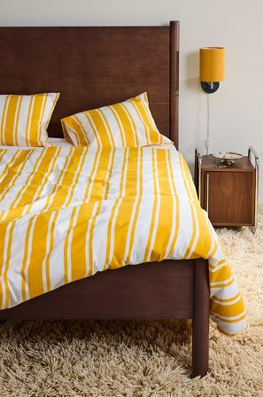 Jotex - Dynetrekksett Dobbeltseng Økologisk Gul/hvit - DEBBIE - Kjøp Dobbeltseng hos Jotex