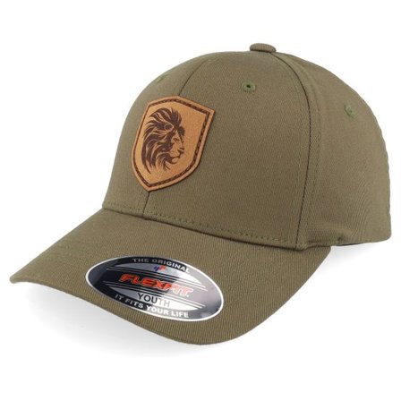Kiddo Cap - Grön flexfit Keps - Kids Majestic Lion Olive Flexfit @ Hatstore