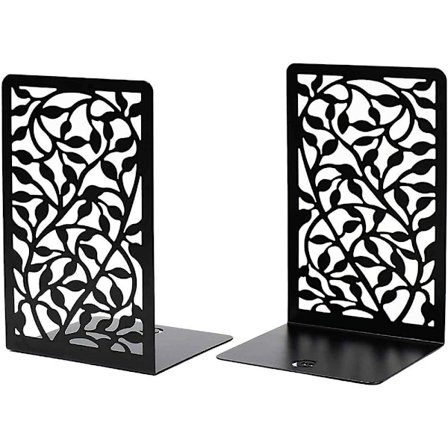 Elegant and Simple Bookends for Shelves, Heavy Duty Metal with Non-Skid, Decorative Book Stoppers for Home Office, Black (Set of 2)