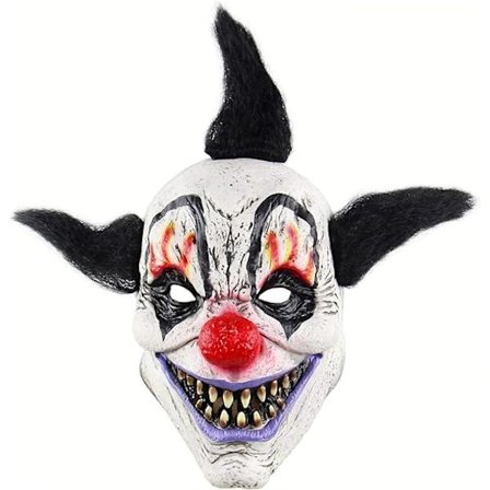 Vuxen Halloween Läskig Latex Clown Mask Trollkarl Mask med Hår Sui