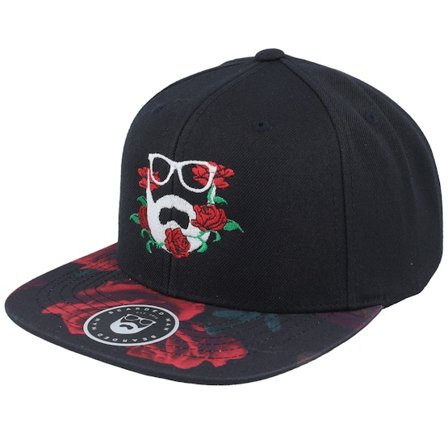 Bearded Man - Svart snapback Keps - Rose Logo Black/Rose Snapback @ Hatstore
