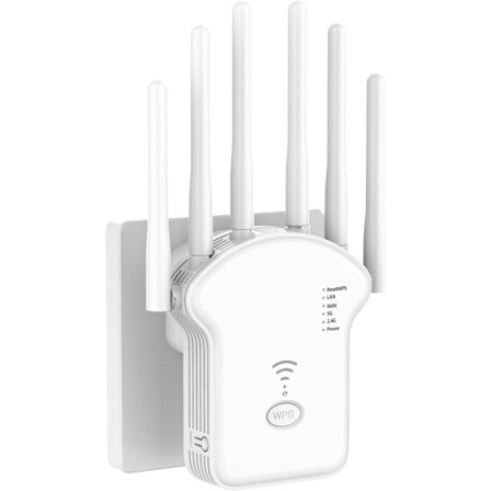 1200 Mbit/s Dualband 2,4 GHz + 5 GHz WiFi-förstärkare med Repeater/Router/Accesspunktläge, WiFi-räckviddsförlängare med LAN/WAN-port A2