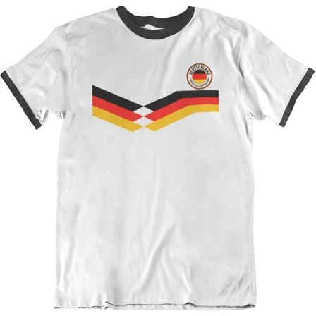 T-shirt til mænd fra Tyskland 2021 Fodbold Retro Strip Design med National Brand German Euro Team Hvid-Sort Trim White-Black Trim 3XL