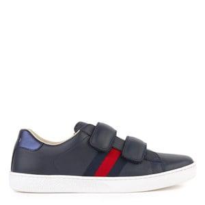 Kids - Gucci Scratch leather trainers - Bande web 34 EU - Trainers - 34 EU - Blue - Junge