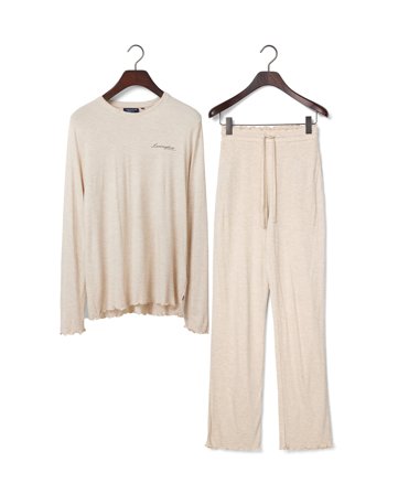 Lexington Viskose/Modal blanding jersey pyjamassæt, lysbeige