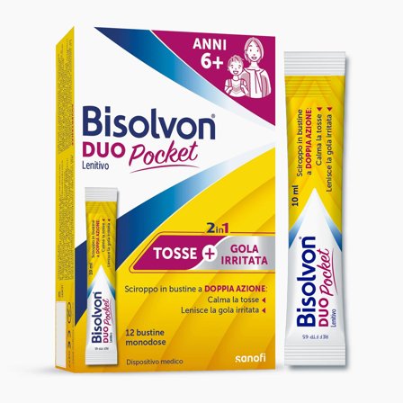 Bisolvon Duo Pocket Lenitivo Sciroppo in Bustina Contro Tosse e