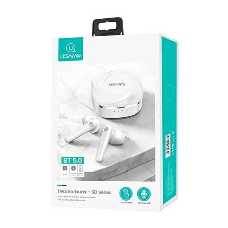 USAMS Bluetooth 5.0 TWS SD-serien hörlurar trådlösa vit/vita BHUSD01