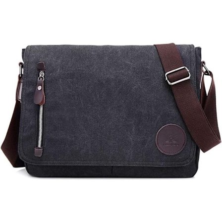 Vintage Canvas Messenger Bag, Lett Slitesterk Crossbody-veske for Menn Kvinner med Mange Lommer, Justerbar Skulderstropp Skulderveske for