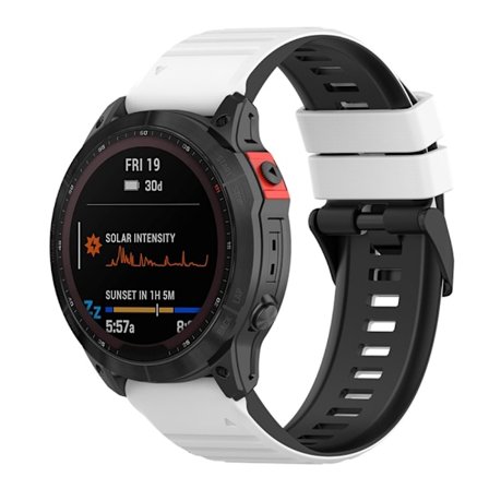 Garmin Fenix 7X/6X/6X Pro etc. Tvåfärgat klockarmband i silikon - Vit/Svart