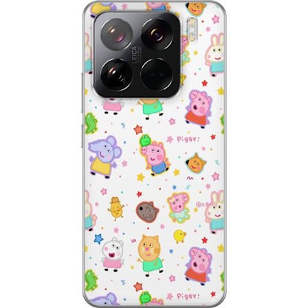 Kompatibelt Mobildeksel til Xiaomi 15 Pro Fargerike tegneserie dyrekarakterer i en leken stil med stjerner og prikker på en lys bakgrunn