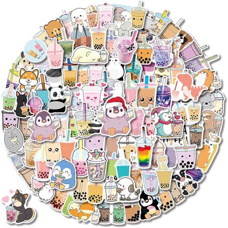 Boba Klistermærker 100 STK Kawaii Bubble Tea Klistermærker, Drikke Klistermærker, Vinyl Søde Te Klistermærker Gaver, Æstetiske Klistermærker, 