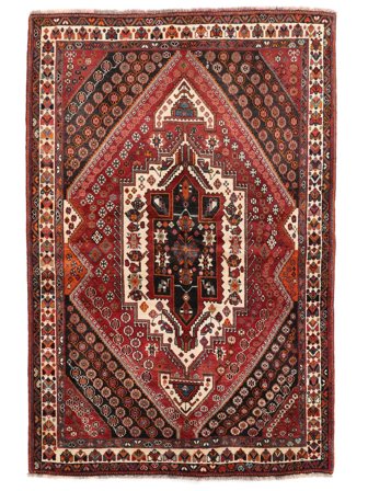Hand Knotted Persian Qashqai Fine Rug 162X240 Dark Red/Black