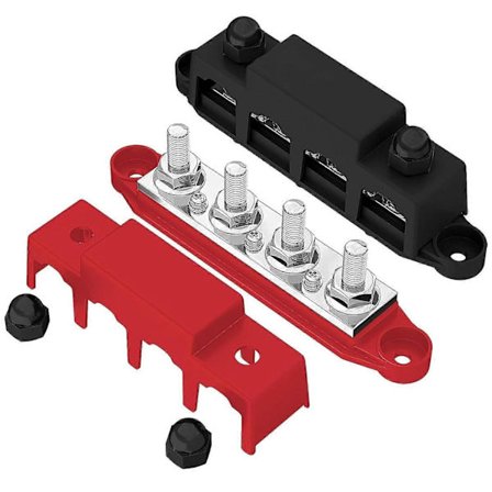 12V-48V Sammelskena Strömfördelningsblock Batteri Terminal Sammelskena 2st, 4 x M8