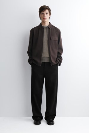 COS Corduroy-Jersey Zip-Up Overshirt in Brown - Men