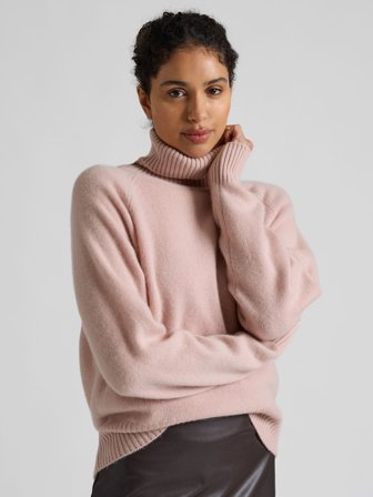 Kashmina - Kashmirgenser med høy hals "Milano" - rose glow - Size XS