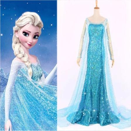 Vuxen Dam Frozen Princess Elsa Cosplay Kostym Festoutfit Finklänning _iu XL