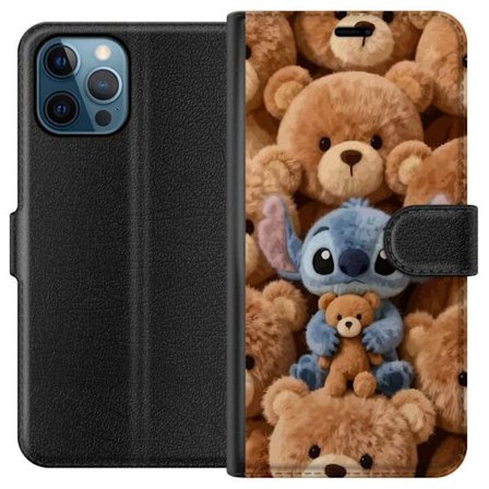 Kompatibelt Lommeboketui til Apple iPhone 12 Pro Stitch omgitt av brune teddybjørner med en liten teddybjørn i fanget i en søt og koselig kawaii-desig