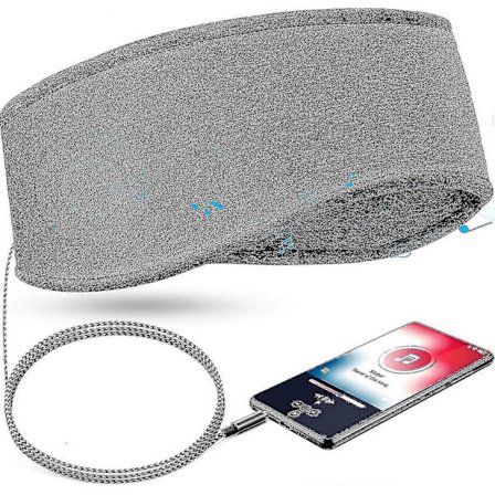 Musikk Søvn Pannebånd Med Hodetelefoner, 3.5mm Kablet Myk Elastisk Reise Pannebånd Med Slank Høyttaler, Komfortable Søvn Musikk Hodetelefoner (grå) Tw