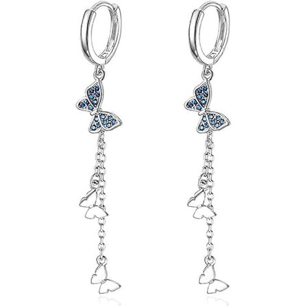 925 Sterling Sølv Fjäril Hængeøreringe Kvaster til Pige