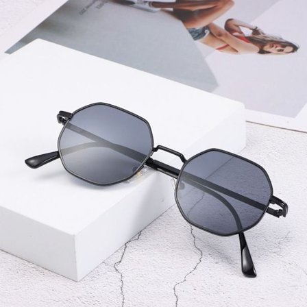 Metallram Polygon Solglasögon för Kvinnor Män Vintage Shades Square Trendiga Hexagon Solglasögon