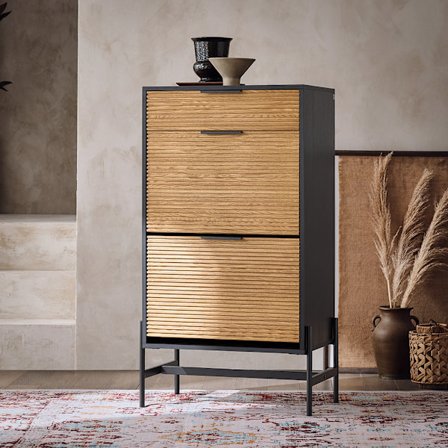 SoBuy Smalt skoskåp 2 fack Skohylla hög Hallmöbler HFSR03-SCH