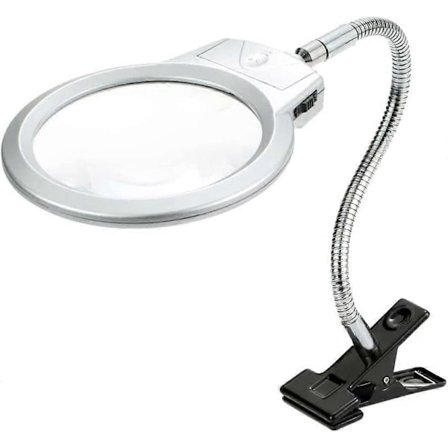 2.25x/5x LED-förstoringsglas Metallslang Förstoringsglas Skrivbord Bordsläsning LED-lampa med klämma