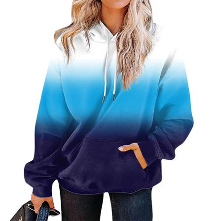 Kvinnor Tie Dye Fleece Pullover Med Dragsko Långärmade Hoodies