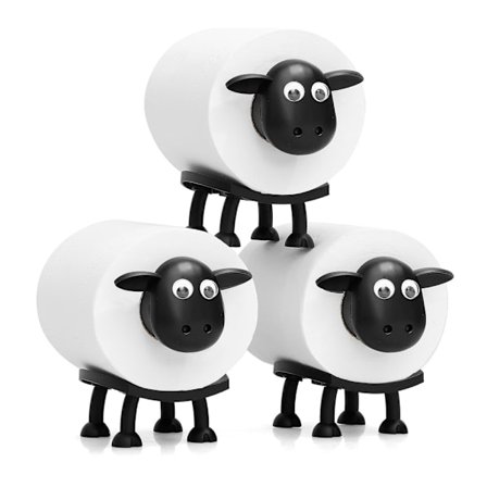 Toiletpapirholder med får, fritstående badeværelsessæt, sjov og skæg sort fåre-toiletpapirholder, opbevaringsboks til papir, sød 