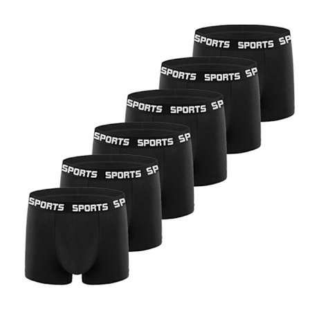 6 kpl miesten bokserit, urheilulliset, hengittävät, erittäin joustavat, mustat, koko M.