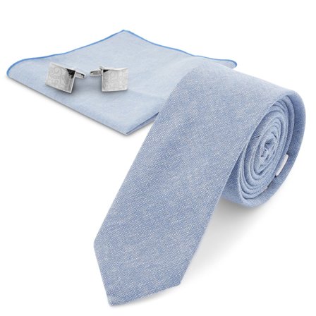 Set de accesorios para traje en azul pálido y plateado para hombres - Sets de pañuelos de bolsillo