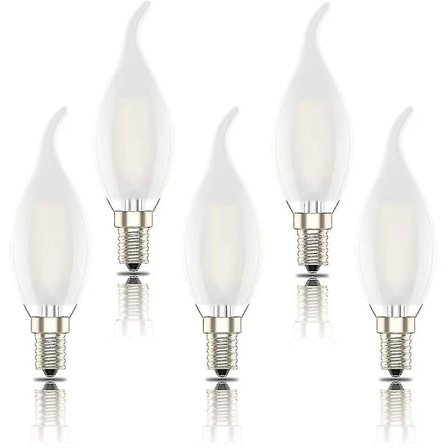 E14 Dæmpbar Lysestage, C35 Glødetrådspære Varm Hvid (2700k), 4w Erstatter 40w