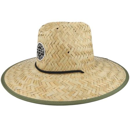Brixton - Beige straw Hatt - Crest Sun Tan/Olive Surplus Straw Hat @ Hatstore