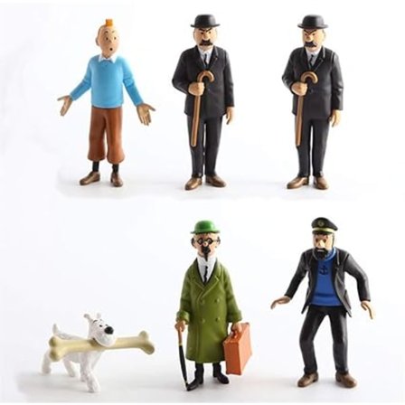 6 stk. Tintin Figur Leketøymodell