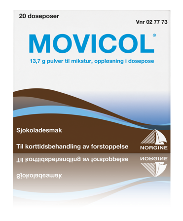 Movicol pu til mikst sjokolade