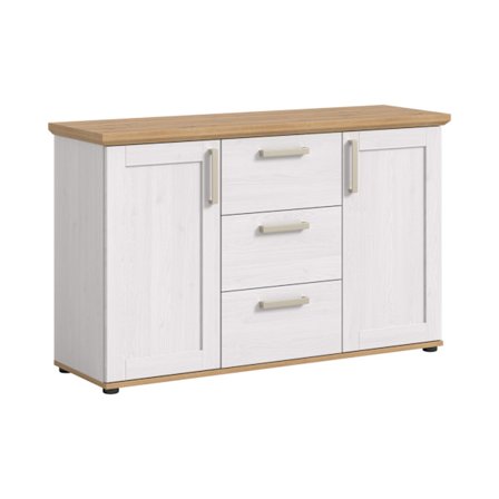 Rootz Sideboard - Buffet - förvaringsskåp - Optimal organisation - 129x80x40cm - vit och brun