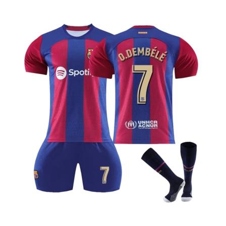 (2023/24 Barcelona Home #7 O.Dembele fotbollströjasatser för barn Vuxna 16(90-100CM)
