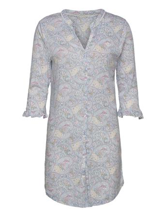 Lrl 3/4 Sl. Sleepshirt V/Flounce Bluemulti Blue Lauren Ralph Lauren Homewear