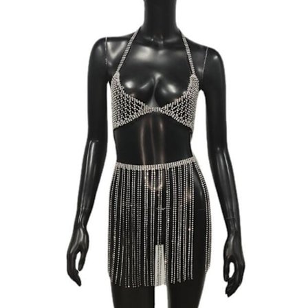 Strass lång tofs midjekedja Body Chain