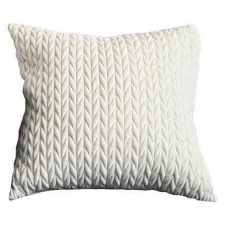 Kuddfodral Solid Twist Broderad Kvadratisk Kudde Elfenbensgrå Bomullskuddfodral 45X45 Cm Heminredning -Vit