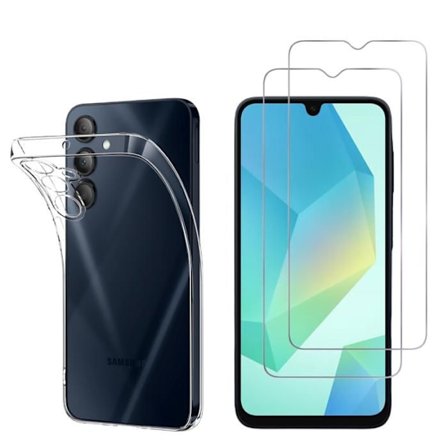 Coque og skærmbeskyttelse - Phonillico - Samsung Galaxy A16 4G/5G - Fleksibel - Gennemsigtig - 2 Tempered Glass