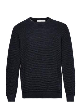 Slhvince Ls Knit Bubble Crew Neck W Strikkegenser M. Rund Krage Svart Selected Homme